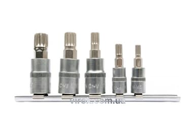 Головки торцеві з насадками YATO: "SPLINE" M5,M6, квадрат 1/4",M8,10,12, квадрат 3/8".Набір 5 шт[12]