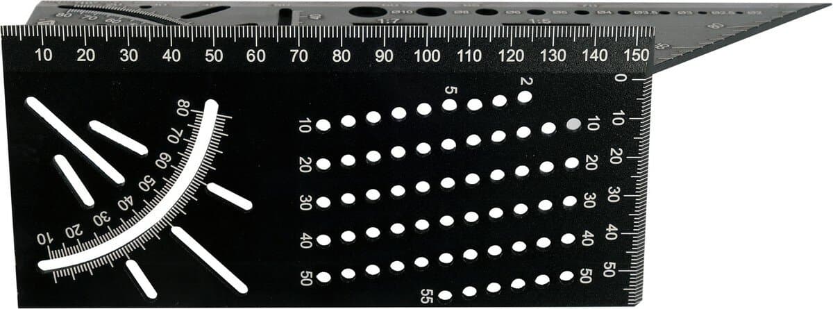 Кутник алюмінієвий стереометричний 3D YATO 150х 70х 215 мм з транспортиром і шаблонами отворів [10]