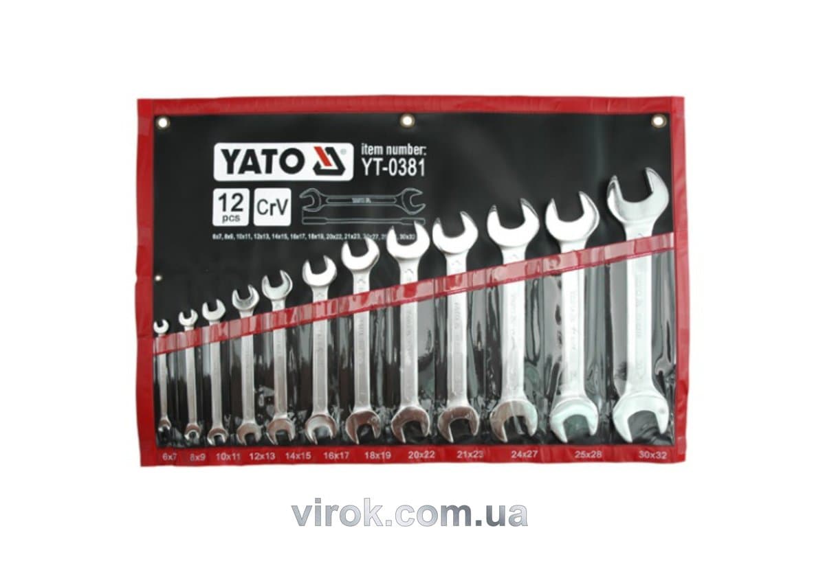 Ключі ріжкові YATO : CrV, М= 6х7-30х32 мм, Набір 12 шт. [8]