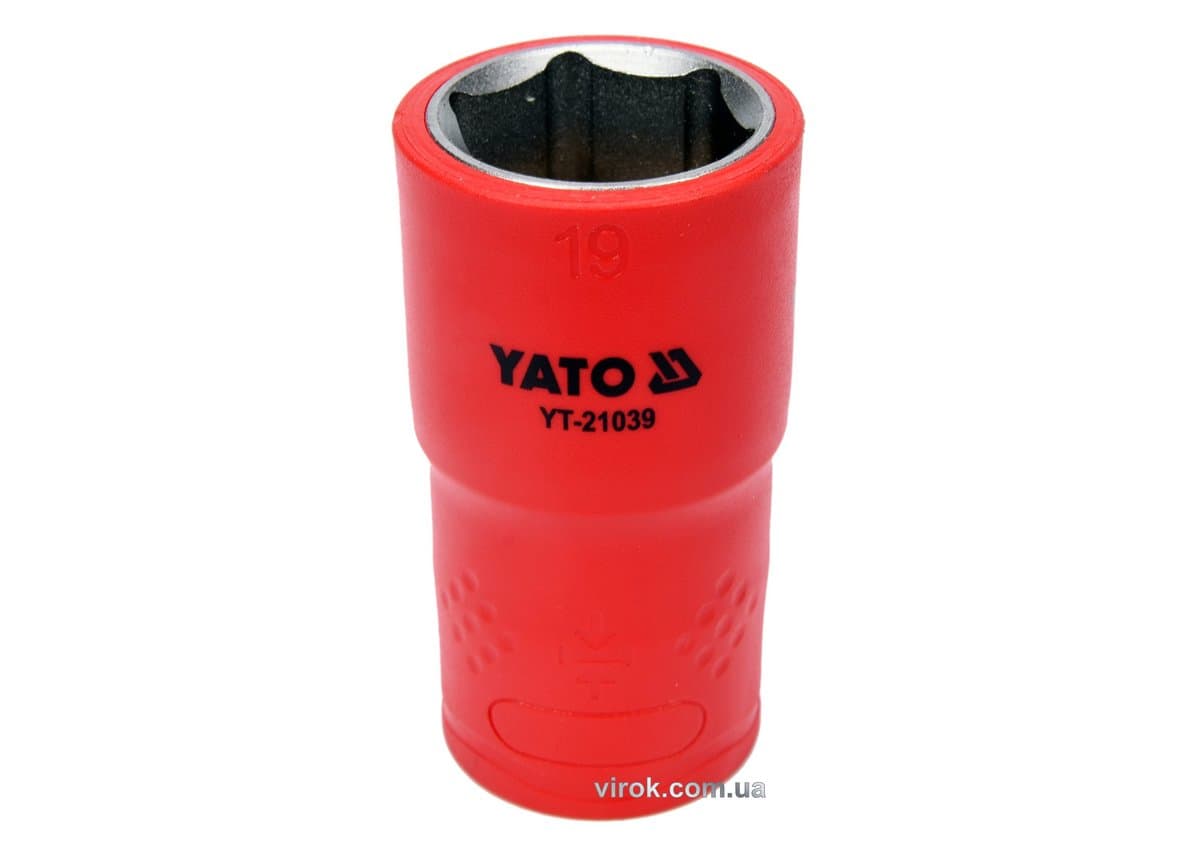 Головка торц. діелектр. 6-гранна YATO : квадрат 1/2", М= 19 мм, L= 55/38 мм,VDE корпус до 1000V (DW)