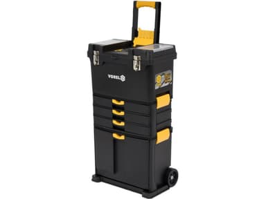 Ящик для інструментів на 2 колесах з ручкою пластиковий VOREL: 3 секції, 45х 28х 82/104 см [1]