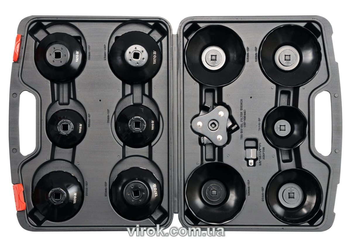 Торцеві головки до оливних фільтрів двигуна М 65 - 120 мм з квадр. 3/8" і 1/2"; компл. 13 шт. [5]