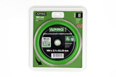 Диск відрізний по бетону 180х2.1х22.22мм (16-18%) Cуцільний APRO