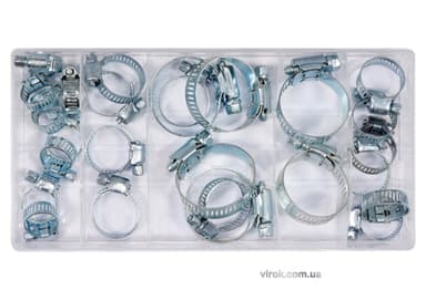 Хомути гвинтові, металеві YATO Ø= 16- 40 мм, наб. 26 шт. [5/20]