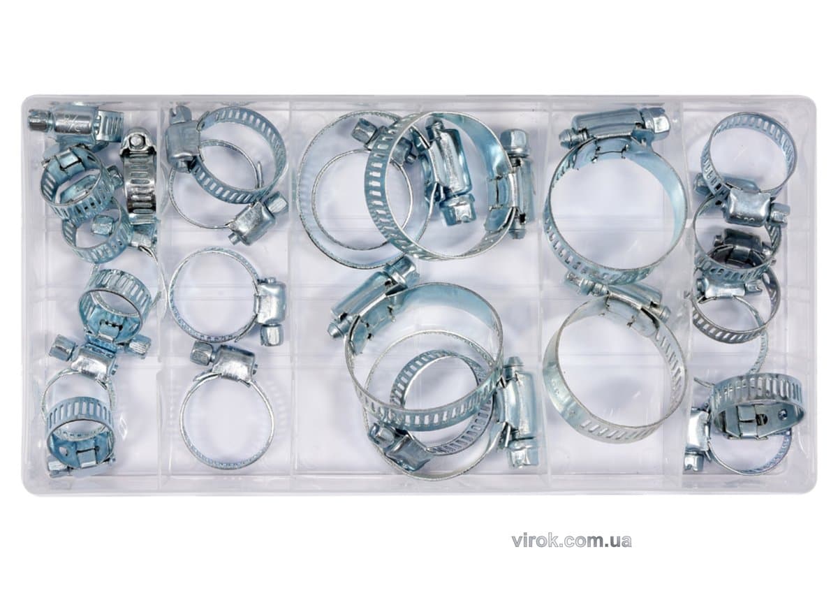 Хомути гвинтові, металеві YATO Ø= 16- 40 мм, наб. 26 шт. [5/20]