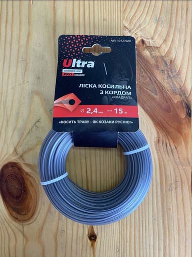 VIKING Косильна струна (ліска) армована "Квадрат з кордом"  Ø2,4мм*15м.