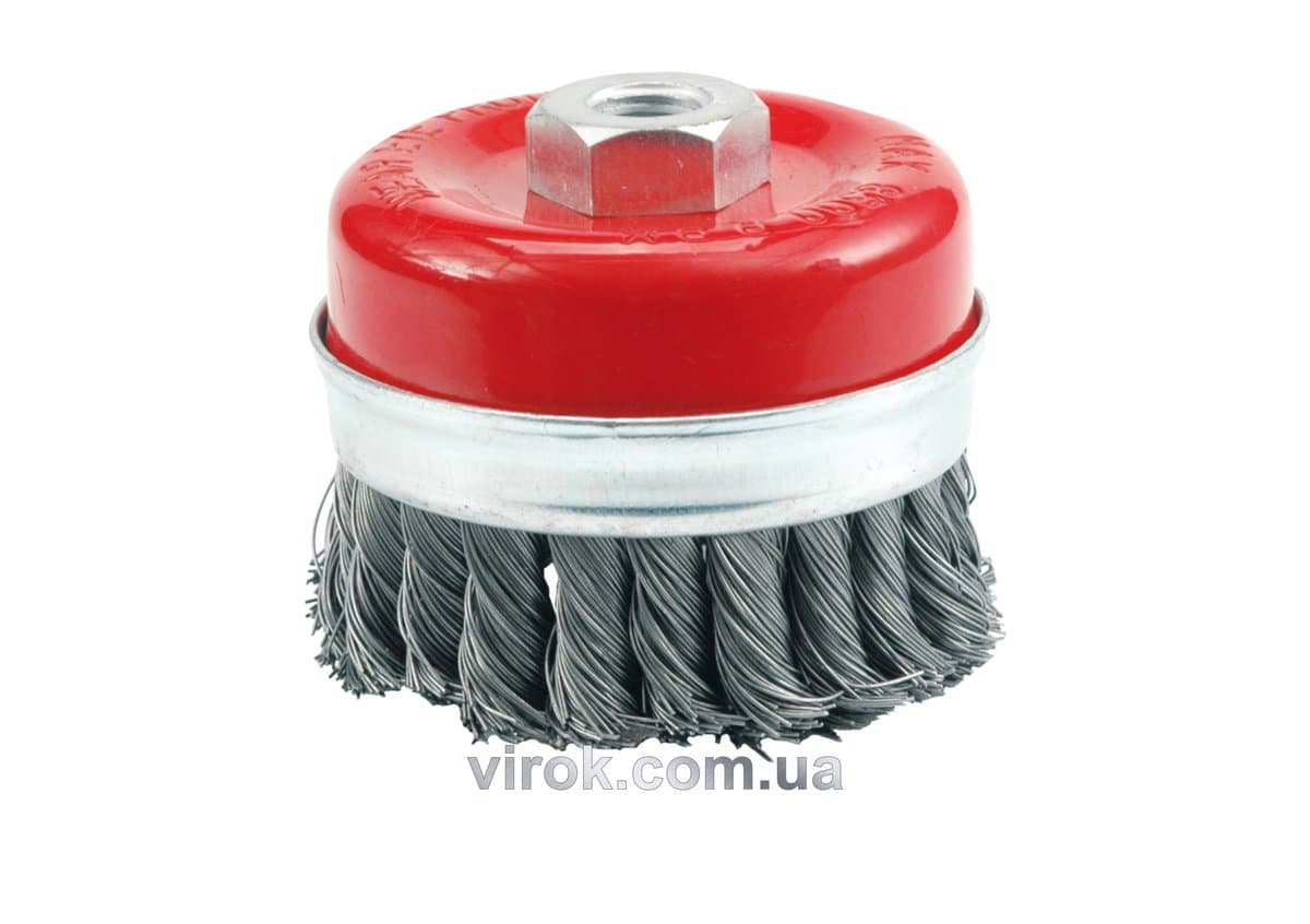 Щітка - крацовка VOREL чашкоподібна, з гайкою М14, Ø-80мм підсилені [12/36]