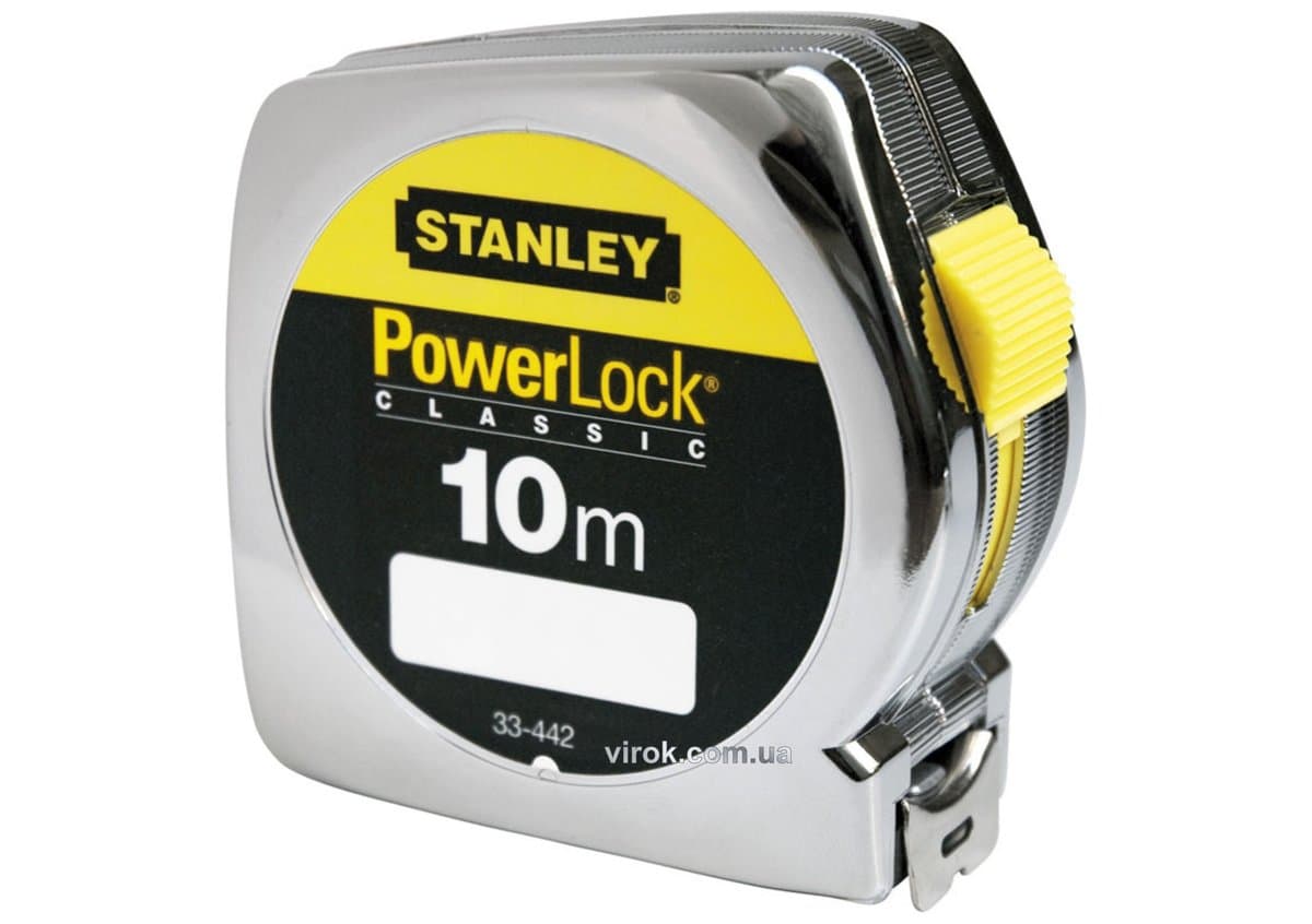 Рулетка STANLEY "Powerlock" : L= 10 x 25 мм. сталева стрічка з покр. Mylar, хромов. корпус