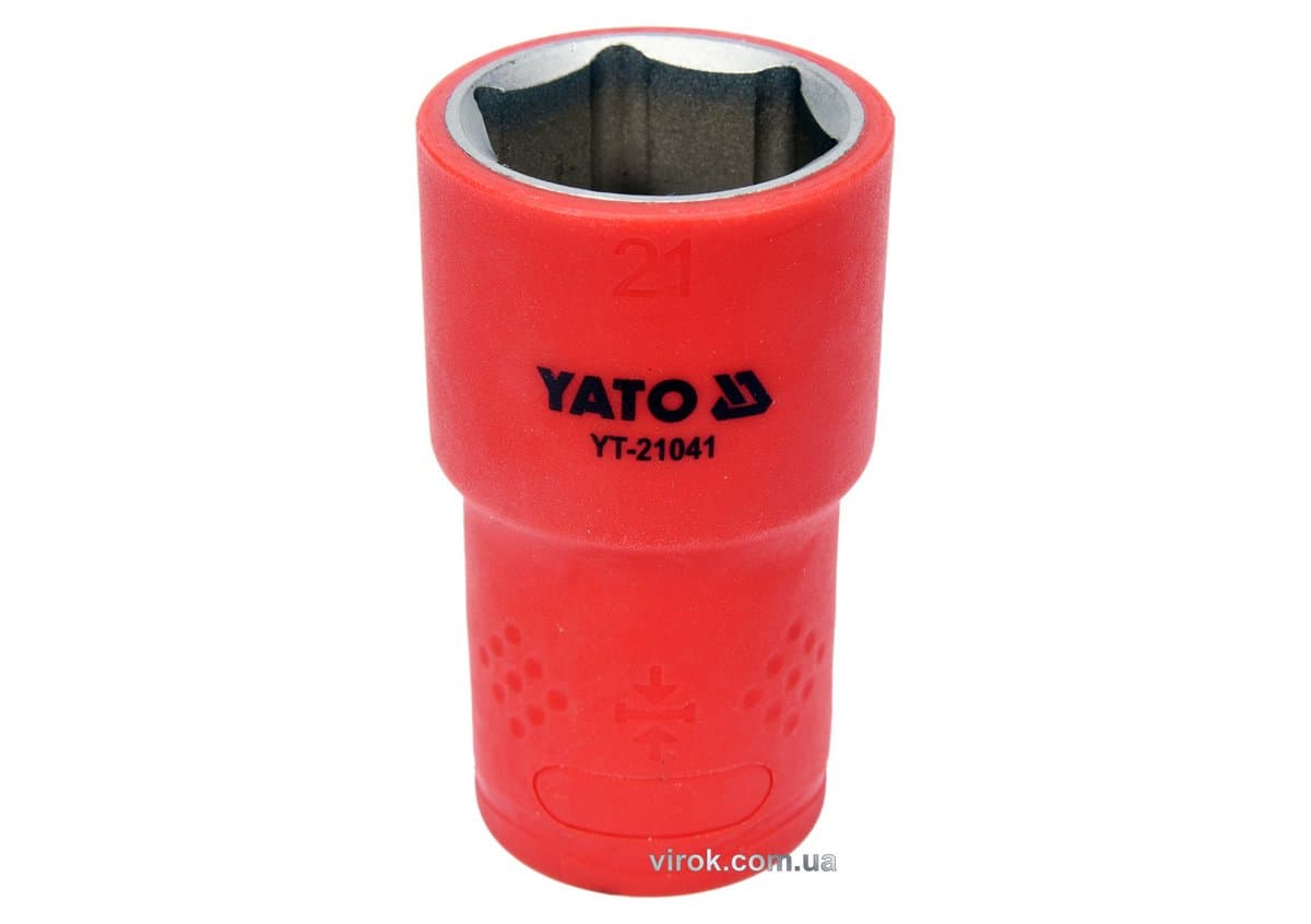 Головка торц. діелектр. 6-гранна YATO : квадрат 1/2", М= 21 мм, L= 55/38 мм,VDE корпус до 1000V (DW)