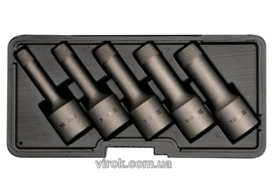Набір екстракторів YATO : квадрат 1/2". Ø= 8-16 мм, для гвинтів 8660 HRC 49-52. 5 Од. [20]