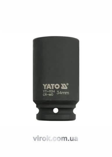 Головка торцева ударна 6-гранна YATO : подовжена, квадрат 3/4", М= 34 мм, L= 90 мм [6/24]
