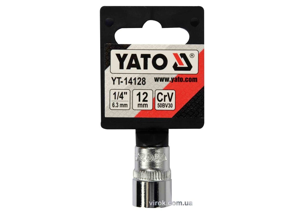 Головка торцева 6-гранна YATO : квадрат 1/4", М12, CrV [Блістер] [6/360]