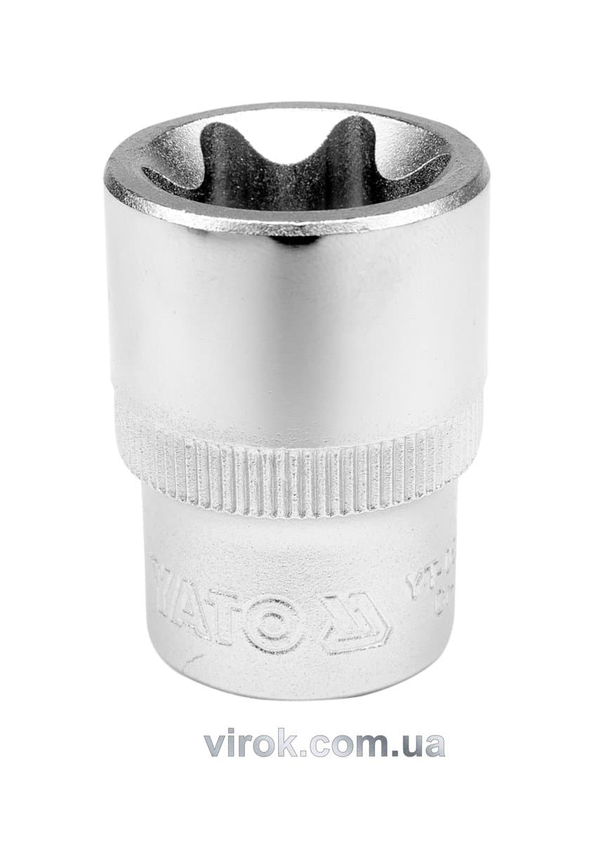 Головка торцева YATO : TORX E18, квадрат 1/2", L= 38 мм. CrV, [12/120/240]