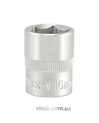 Головка торцева 6-гранна YATO : квадрат 3/8", М= 16 мм, L= 28 мм [12/240/480]