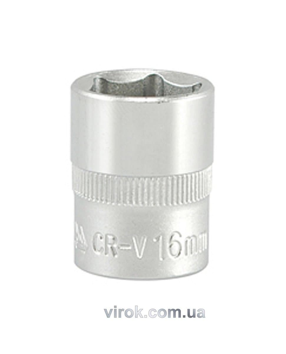 Головка торцева 6-гранна YATO : квадрат 3/8", М= 16 мм, L= 28 мм [12/240/480]