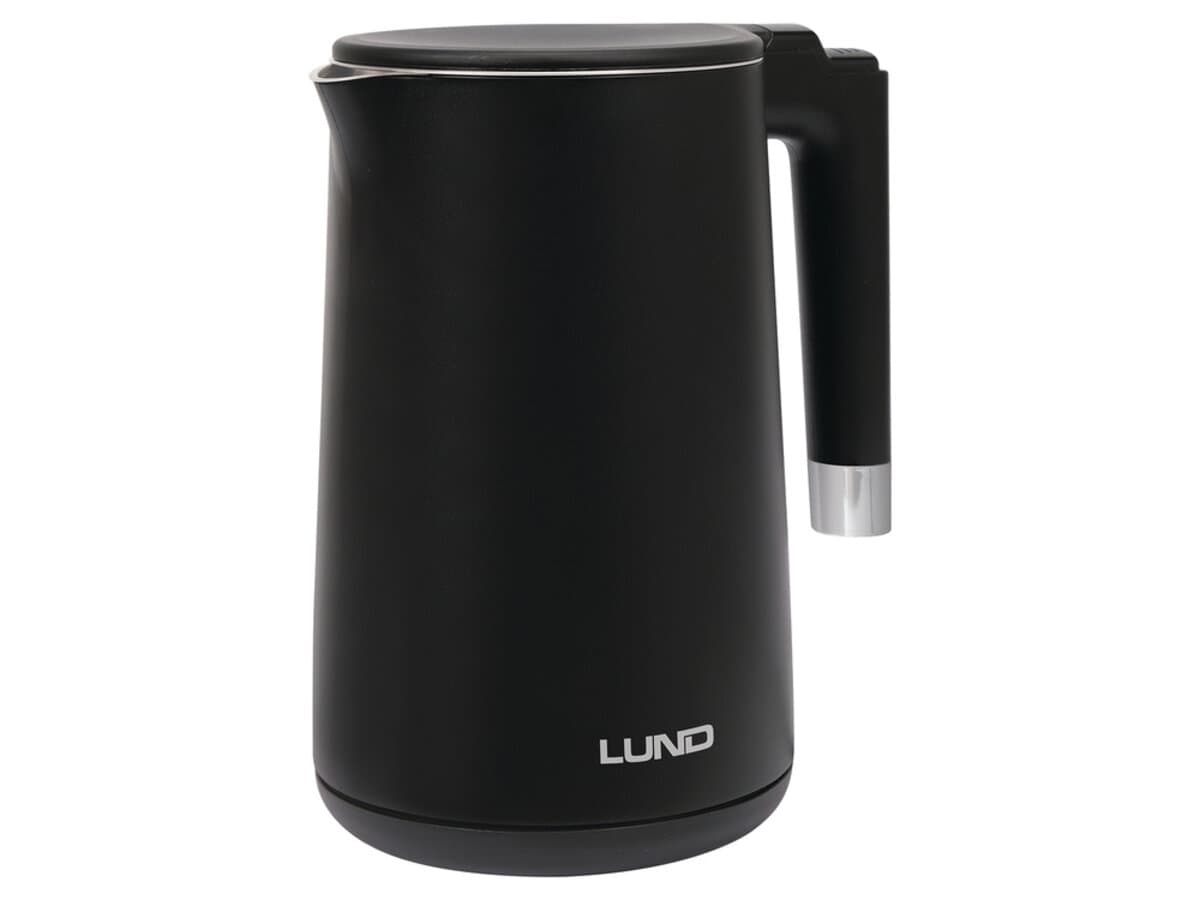 Електрочайник з термостатом з нержавіючої сталі LUND 1,5 л чорний, 2200 Вт, живлення від мережі 230В