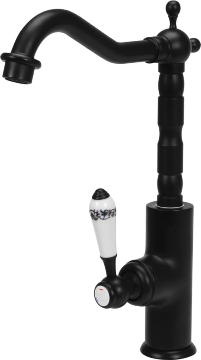 Змішувач води FALA для кухонної раковини "RETRO BLACK 2" з кульовим регулятором [12]