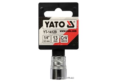 Головка торцева 6-гранна YATO : квадрат 1/4", М13, CrV [Блістер] [6/360]