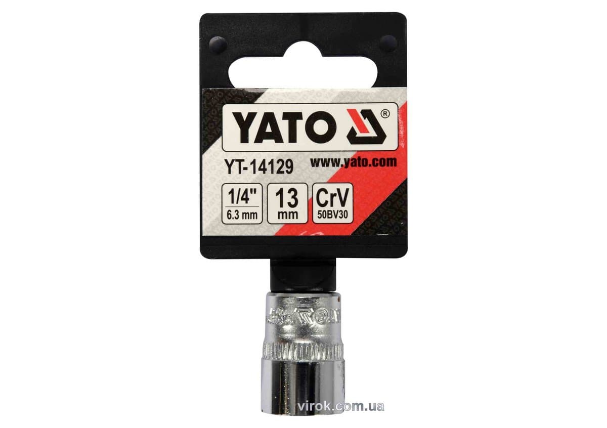 Головка торцева 6-гранна YATO : квадрат 1/4", М13, CrV [Блістер] [6/360]