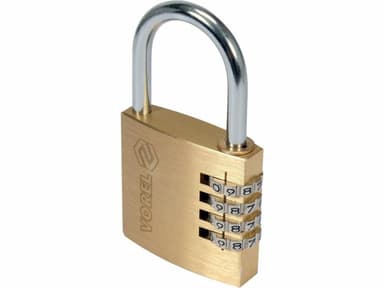 Замок навісний з кодовим замиканням VOREL: латунний корпус- 40х 11,8х39,5 мм, стал дуга- 30х25х 5 мм