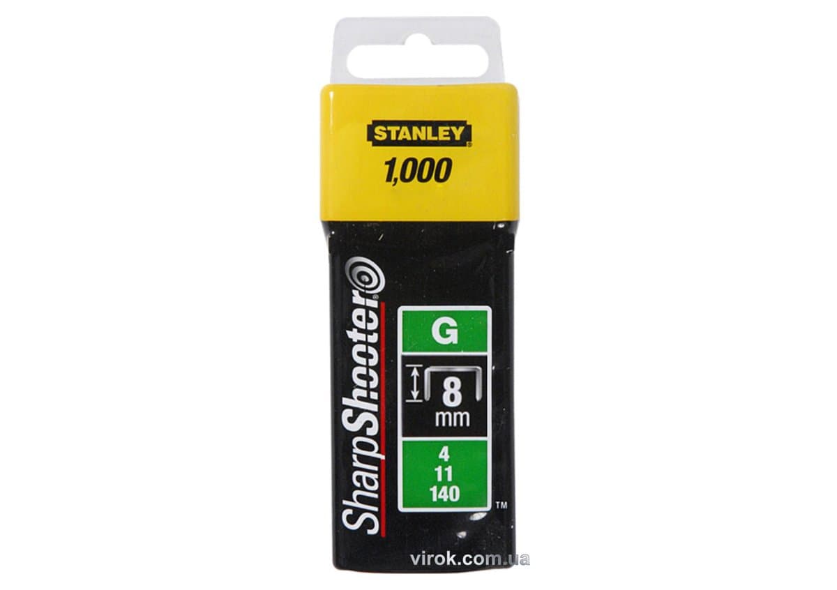 Скоби для степлера STANLEY : тип (G). 8 мм, 1000 шт. "Heavy Duty"