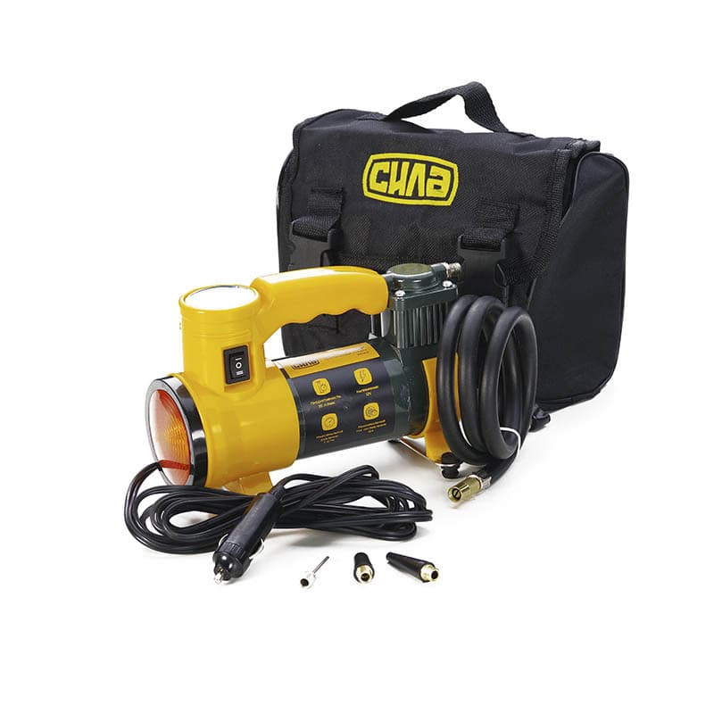 СИЛА Компресор автомобільний однопоршневий СТАНДАРТ З ЛІХТАРЕМ 35 л / хв 7 Атм (Прикурювач)