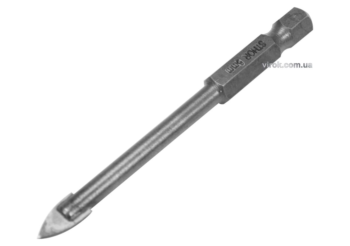 Свердло по склу і кераміці STHOR : YG6X, HEX-1/4", Ø= 6 x 75 мм [125]