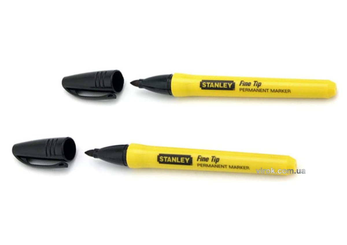 Маркер STANLEY "Fine Tip" : чорний, перманентний, загострений наконечник. 2 (Шт/Уп.)
