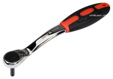 Тріщатка з шестигранником, вигнута YATO: HEX4, HRC 42-48, 72T, Cr-V, з прогумованою ручкою (DW)