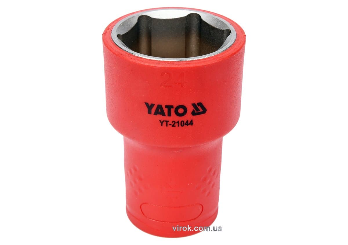 Головка торц. діелектр. 6-гранна YATO : квадрат 1/2", М= 24 мм, L= 60/38 мм,VDE корпус до 1000V (DW)