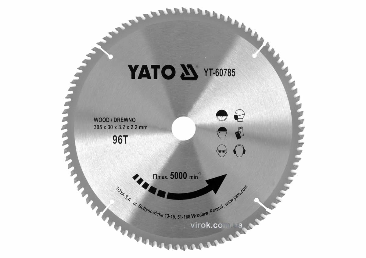Диск пиляльний победітовий по дереву YATO: 305x30x3.2x2.2 мм, 96 зубців, R.P.M до 5000 1/хв [10]
