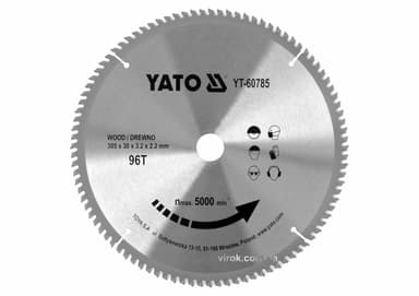 Диск пиляльний победітовий по дереву YATO: 305x30x3.2x2.2 мм, 96 зубців, R.P.M до 5000 1/хв [10]