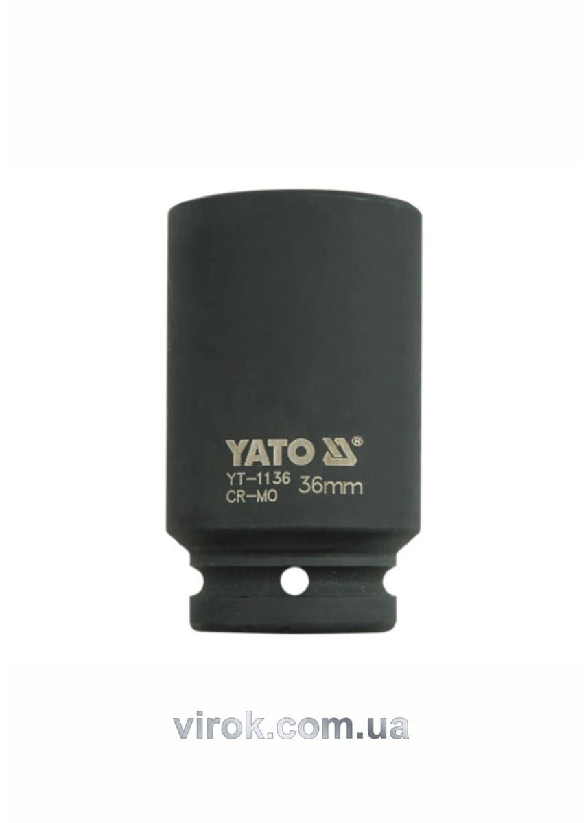 Головка торцева ударна 6-гранна YATO : подовжена, квадрат 3/4", М= 36 мм, L= 90 мм [6/24]