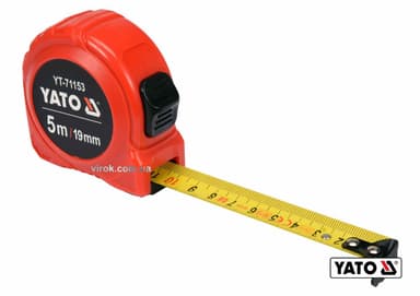 Рулетка YATO: L=5 мx19 мм, з сталевою стрічкою, нейлоновим покриттям, подвійним блокуванням [12/96]