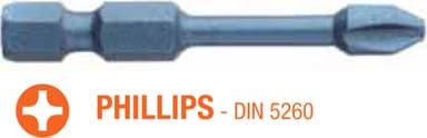 Насадка викруткова ударна USH Blue Shock : Phillips PH3 x 50 мм Torsion подовжена, Уп. 5 шт.