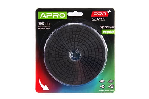Коло алмазне шліфувальне на липучці 100мм Р1000 APRO PRO