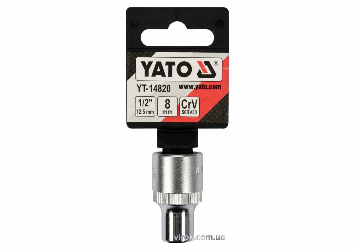 Головка торцева YATO : квадрат 1/2", SPLINE M8 мм, L= 38 мм. CrV [Блістер] [10/200]