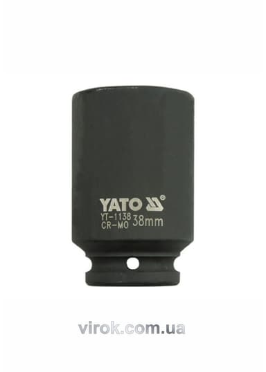 Головка торцева ударна 6-гранна YATO : подовжена, квадрат 3/4", М= 38 мм, L= 90 мм [6/24]