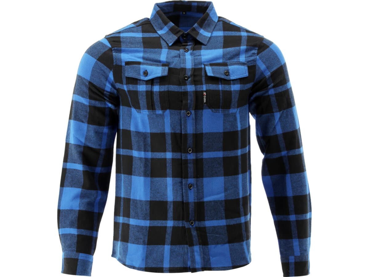 Сорочка фланелева синьо-чорна, YATO розм. 2XL/ 82см х 62см,100%-бавовна [40]