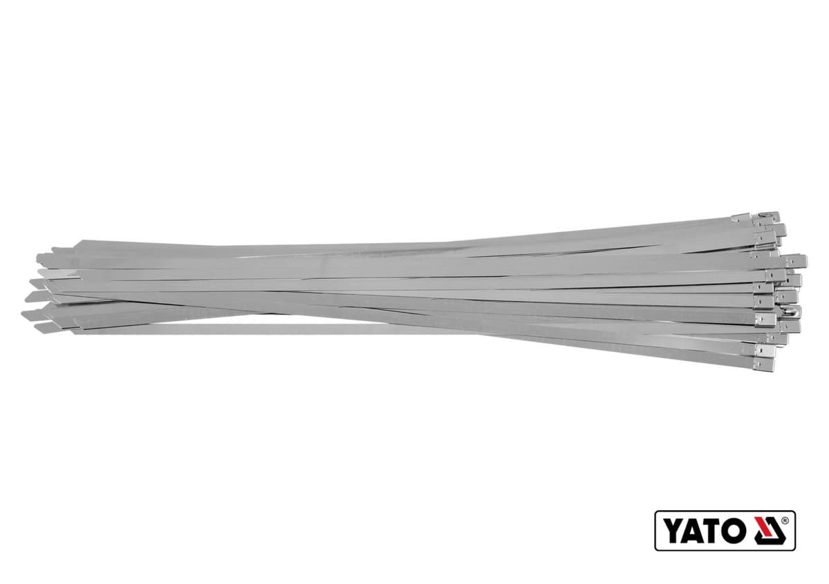 Хомут затискний YATO : смуга- 8 х 550 мм з нержавіючої сталі, пак. 50 шт [50]