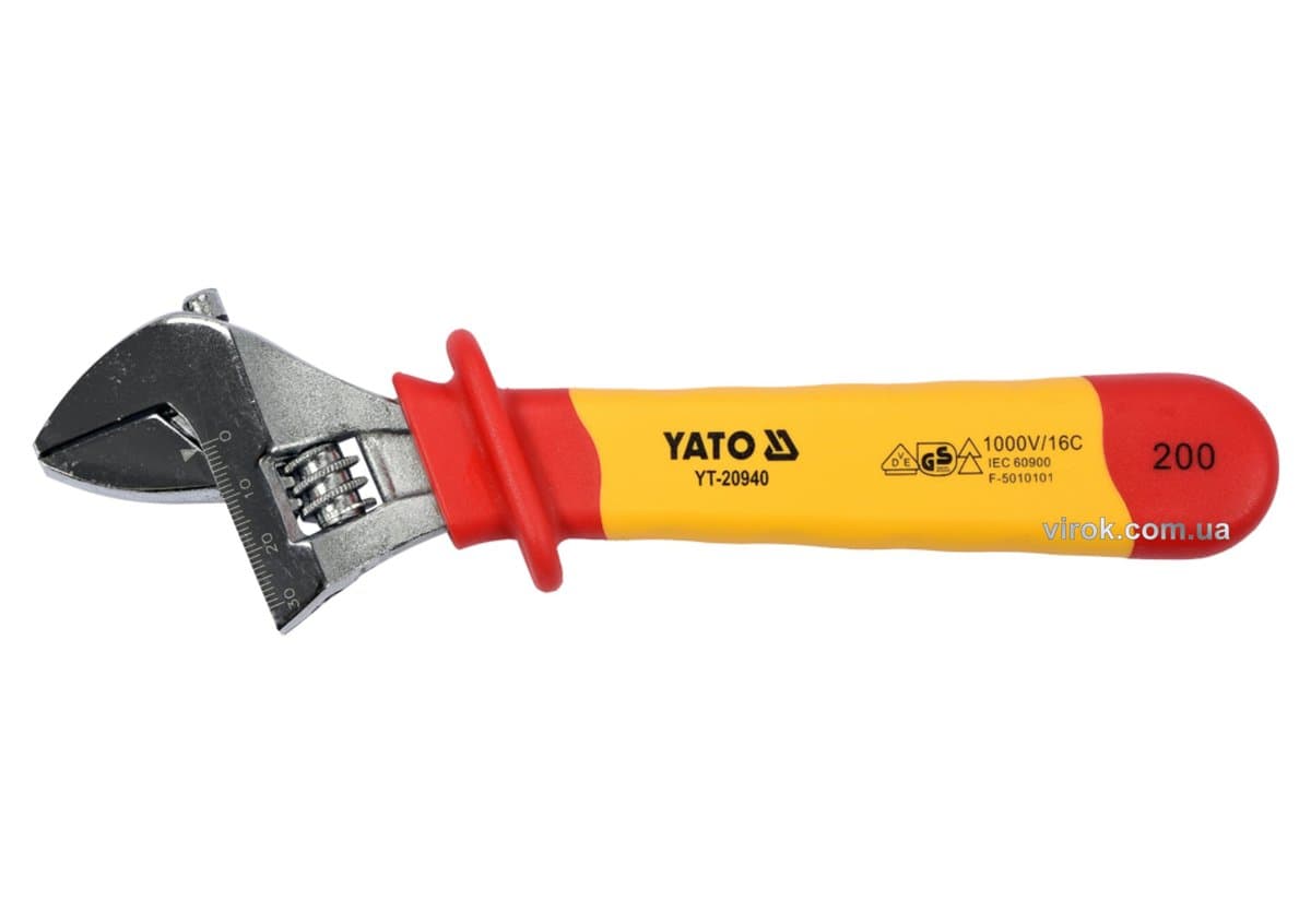 Ключ розвідний електрика VDE YATO : L= 200 мм, до 1000V(DW)