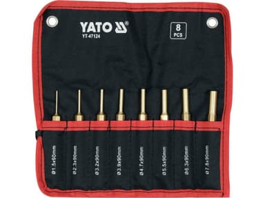 Пробійники латунні YATO: Ø= 1,5- 7,8 мм, l= 90 мм, компл. 8 шт [50]
