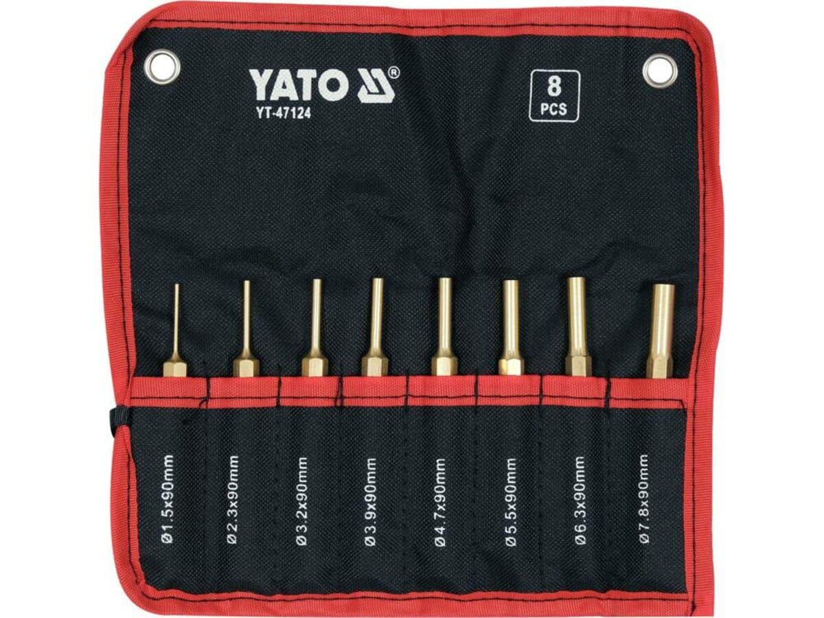 Пробійники латунні YATO: Ø= 1,5- 7,8 мм, l= 90 мм, компл. 8 шт [50]