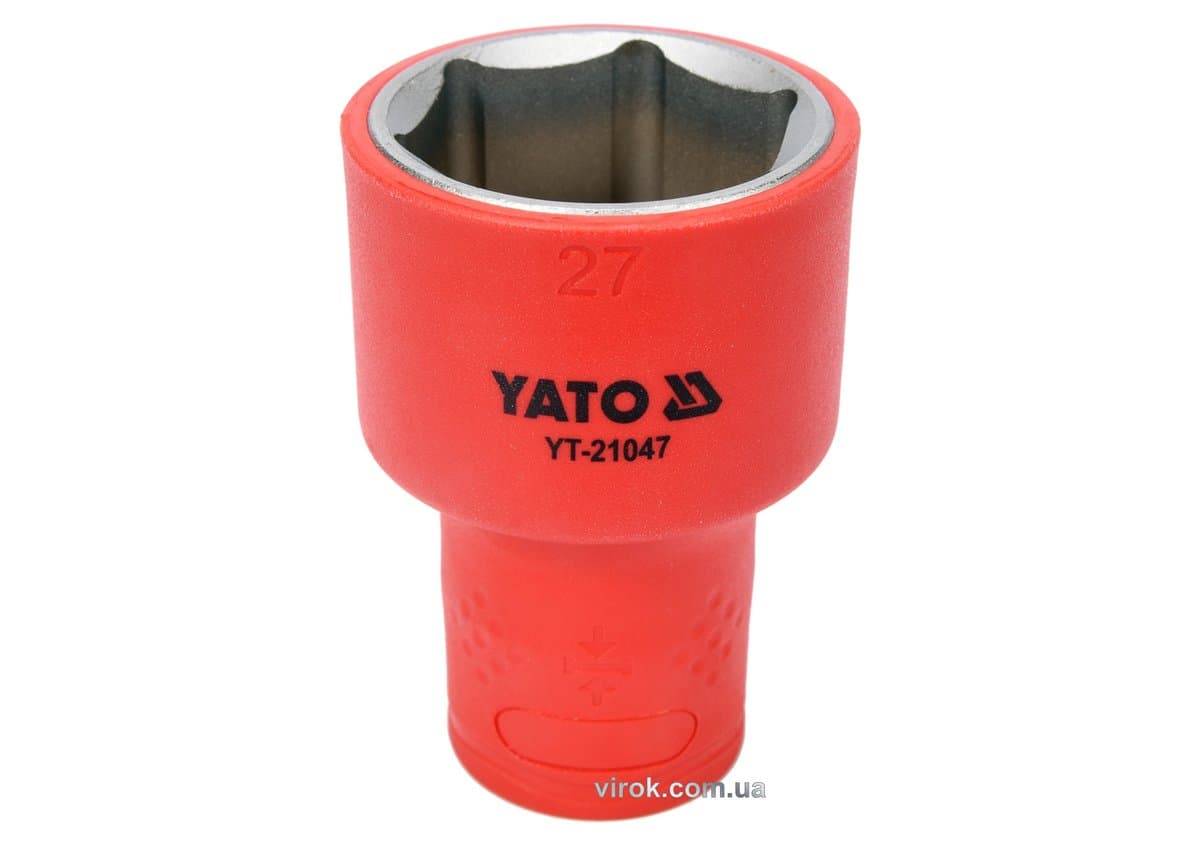 Головка торц. діелектр. 6-гранна YATO : квадрат 1/2", М= 27 мм, L= 60/38 мм,VDE корпус до 1000V (DW)