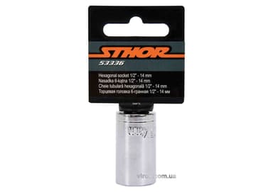 Головка торцева 6-гранна STHOR : квадрат- 1/2", М14, з вуглецевої сталі [Блістер] [5]