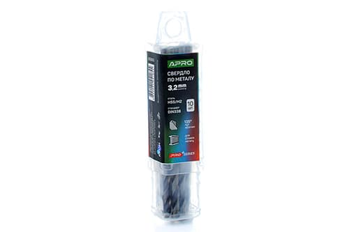 Свердло по металу HSS/M2 (6542) Ø3,2мм (тубус, кратно 10шт) PRO APRO