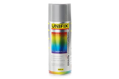 Емаль акрилова універсальна RAL 9006 Срібло гл., 400мл UNIFIX