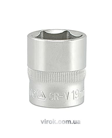 Головка торцева 6-гранна YATO : квадрат 3/8", М= 19 мм, L= 30 мм [12/120/240]