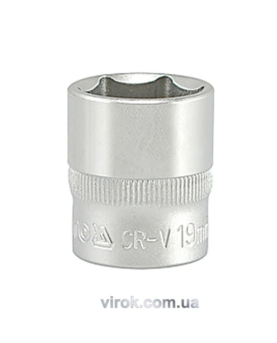 Головка торцева 6-гранна YATO : квадрат 3/8", М= 19 мм, L= 30 мм [12/120/240]