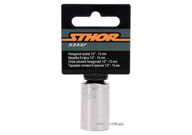 Головка торцева 6-гранна STHOR : квадрат- 1/2", М15, з вуглецевої сталі [Блістер] [5]